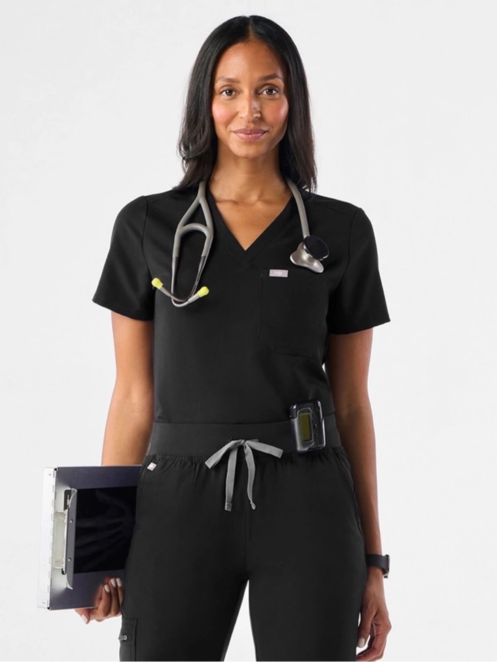 Figs Catarina Scrub Top Black L